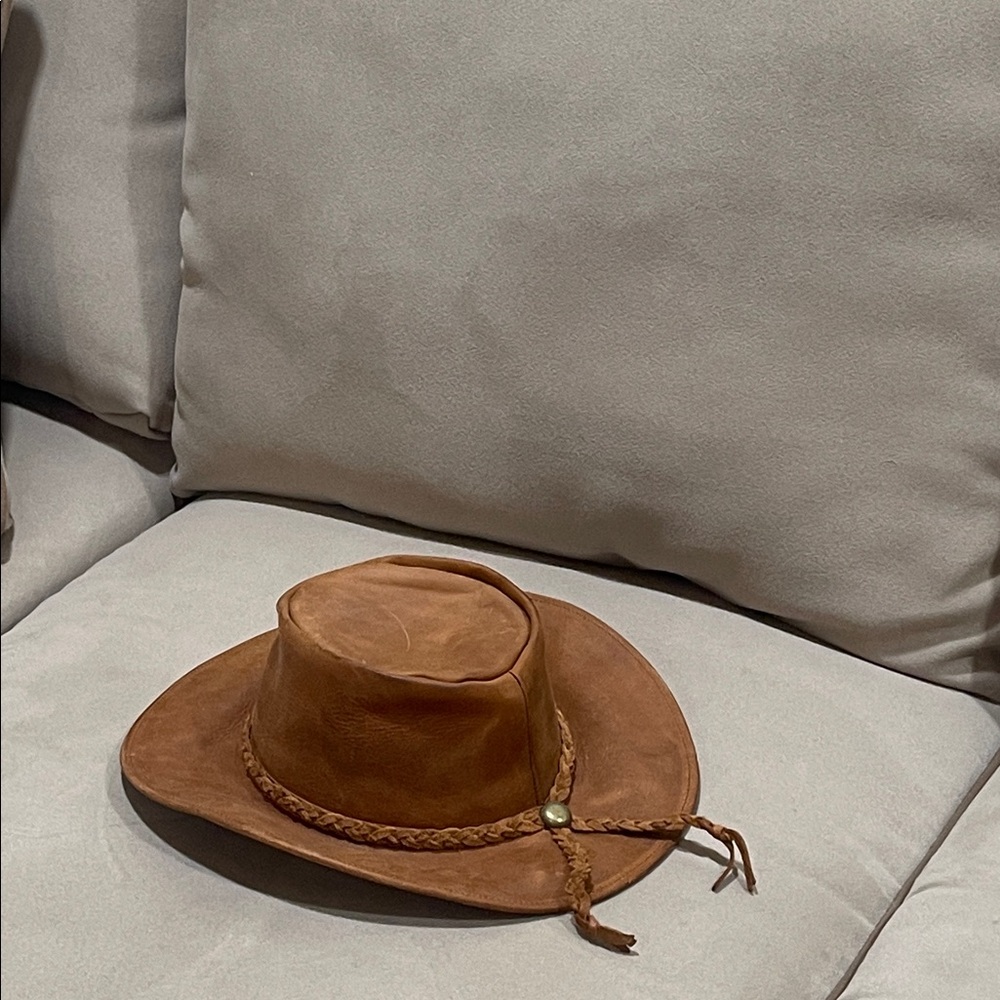 Women’s Leather Cowboy Western Hat With Braided Band Vintage Classic Brown M - Picture 11 of 11